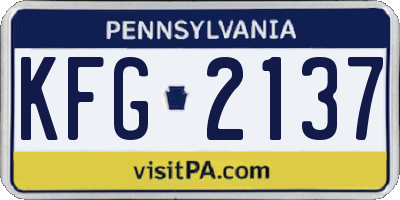 PA license plate KFG2137