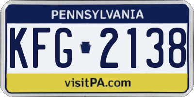 PA license plate KFG2138