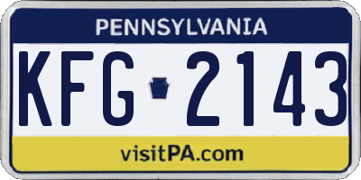 PA license plate KFG2143