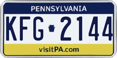 PA license plate KFG2144