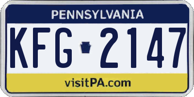 PA license plate KFG2147