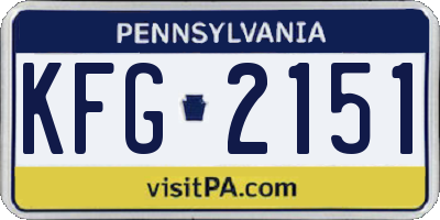PA license plate KFG2151