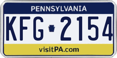 PA license plate KFG2154