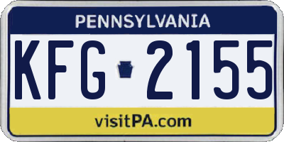 PA license plate KFG2155