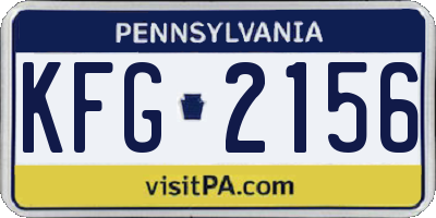 PA license plate KFG2156