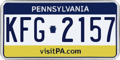 PA license plate KFG2157