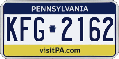 PA license plate KFG2162