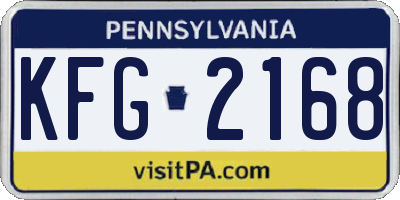 PA license plate KFG2168