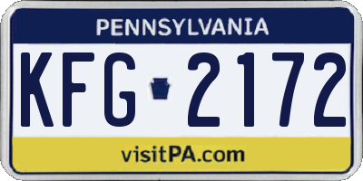 PA license plate KFG2172