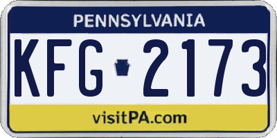 PA license plate KFG2173