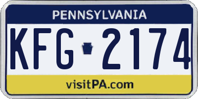 PA license plate KFG2174