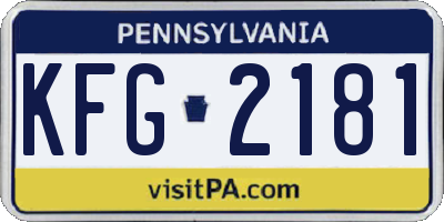 PA license plate KFG2181