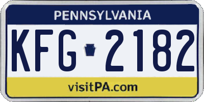 PA license plate KFG2182