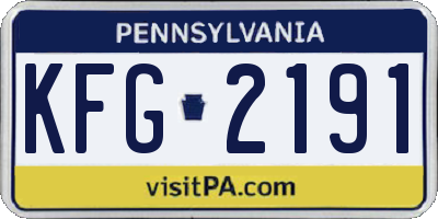 PA license plate KFG2191