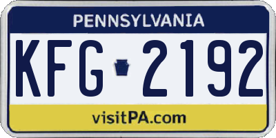 PA license plate KFG2192