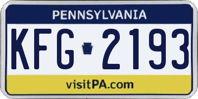 PA license plate KFG2193