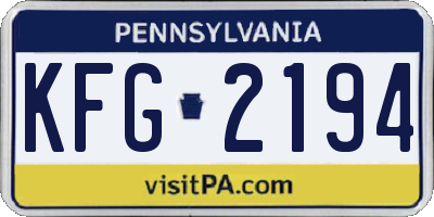 PA license plate KFG2194
