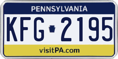 PA license plate KFG2195