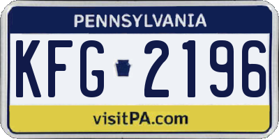 PA license plate KFG2196