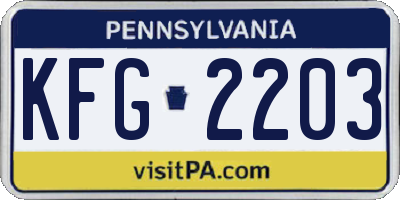 PA license plate KFG2203