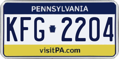 PA license plate KFG2204