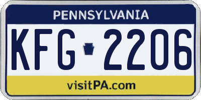 PA license plate KFG2206