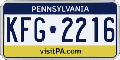PA license plate KFG2216
