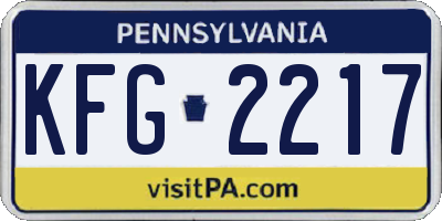 PA license plate KFG2217