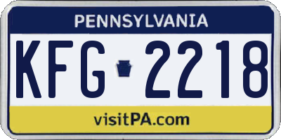 PA license plate KFG2218