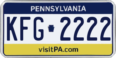 PA license plate KFG2222