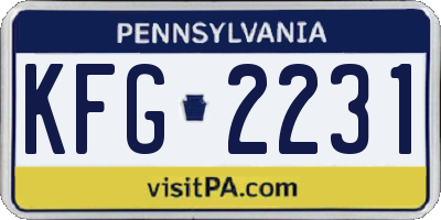 PA license plate KFG2231