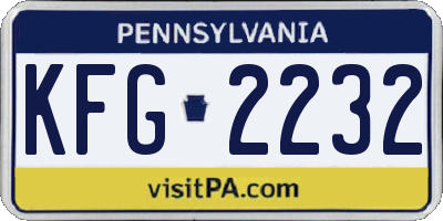 PA license plate KFG2232