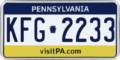 PA license plate KFG2233