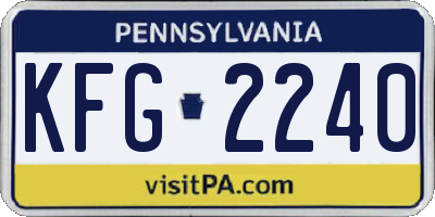 PA license plate KFG2240