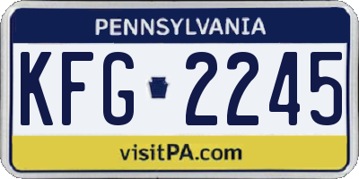 PA license plate KFG2245