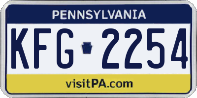PA license plate KFG2254