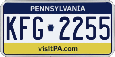 PA license plate KFG2255