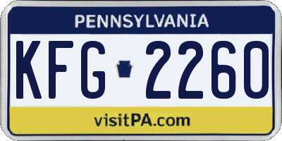 PA license plate KFG2260