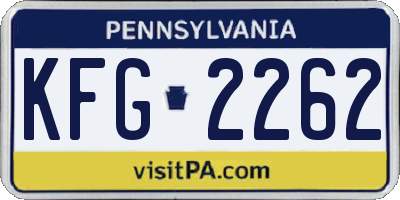 PA license plate KFG2262