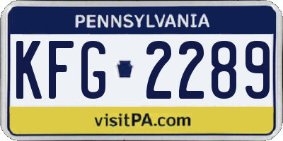 PA license plate KFG2289