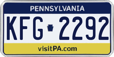 PA license plate KFG2292