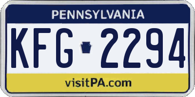 PA license plate KFG2294