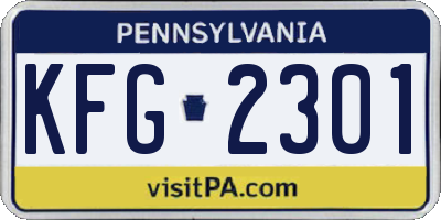 PA license plate KFG2301