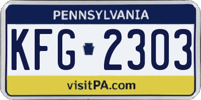 PA license plate KFG2303