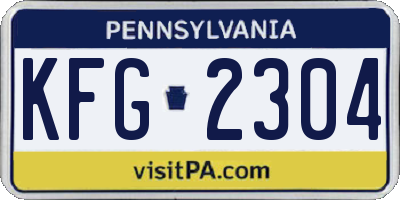 PA license plate KFG2304