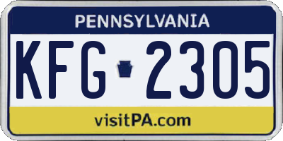 PA license plate KFG2305