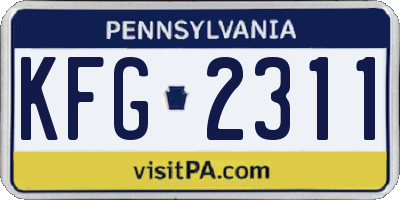 PA license plate KFG2311