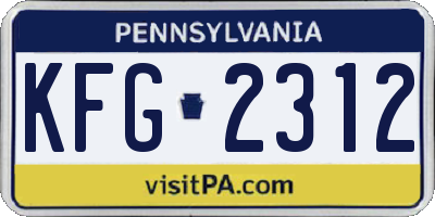 PA license plate KFG2312
