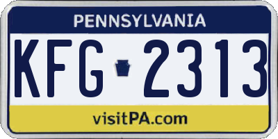 PA license plate KFG2313