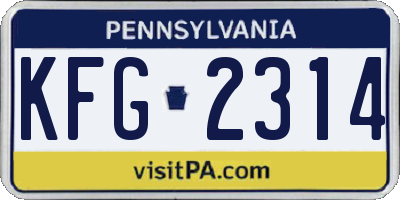 PA license plate KFG2314